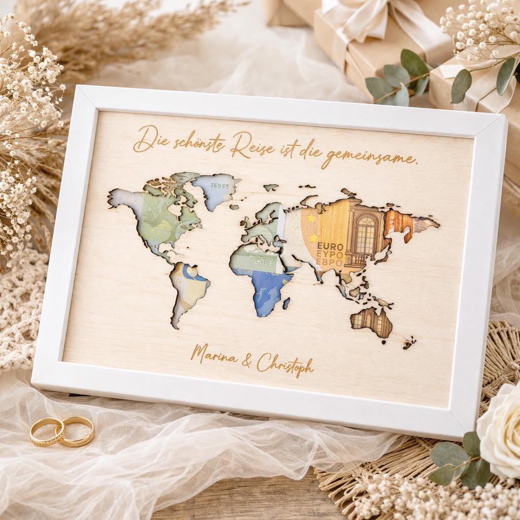 Personalisierte Weltkarte als Hochzeitsgeschenk